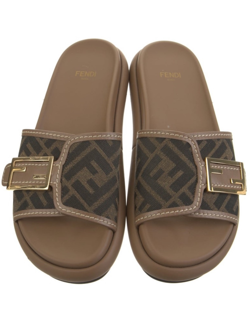 Fendi Zucca Logo Slide Sandals